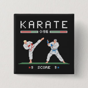 Pixel Karate Game 15 Cm Square Badge