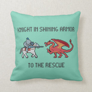 Pixel Knight vs Dragon Throw Pillow