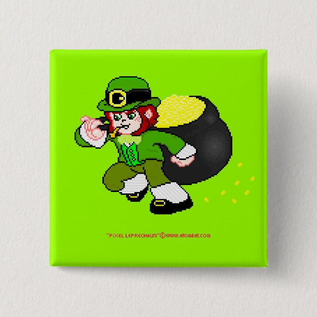 Pixel Leprechaun Button 2 (Front)