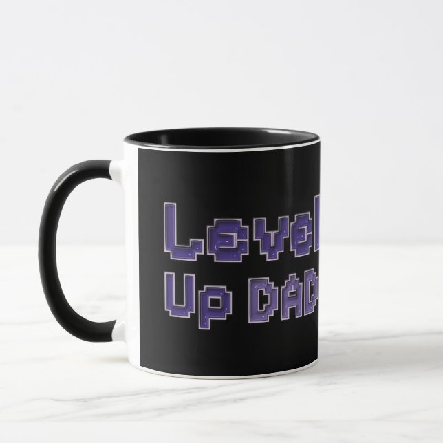 Pixel Level Up Dad Gamer Two-Tone Mug (Left)