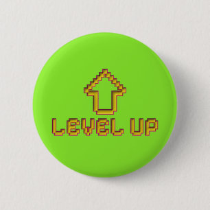 Pixel Level Up Gamer Pin - Lime Green
