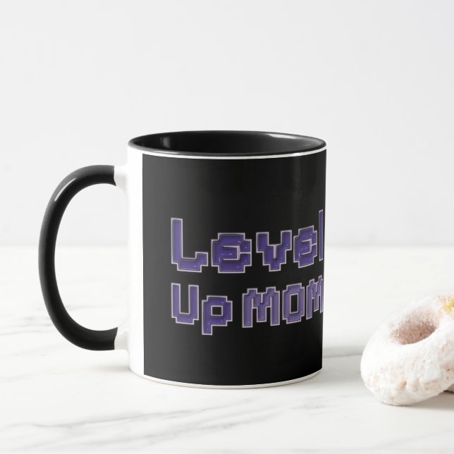 Pixel Level Up Mum Gamer Two-Tone Mug  (With Donut)