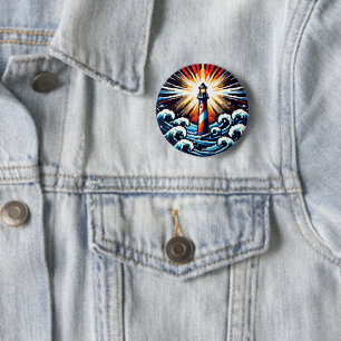 Pixel Lighthouse - Ocean Waves & Coastal Beacon 6 Cm Round Badge