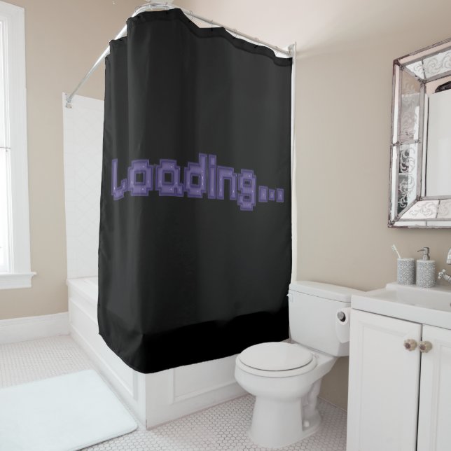 Pixel Loading Gamer Shower Curtain - Purple & Blac (In Situ)