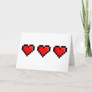 Pixel Love Hearts Personalised Card
