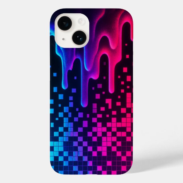 Pixel Melt Glitch Aesthetic iPhone Case (Back)