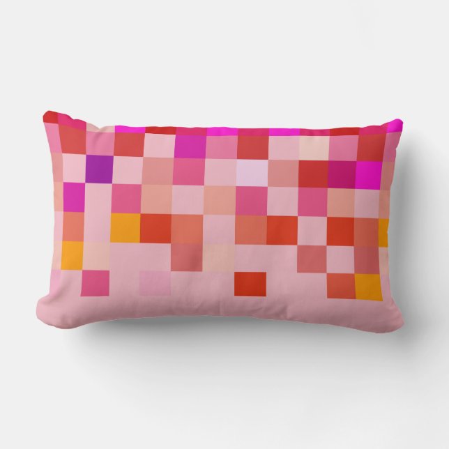 Pixel Modern Rose Pink Pattern Pillow (Front)