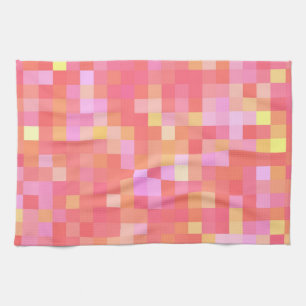 Pixel Multicolor Red/Pink/Yellow/Orange/Lavender Tea Towel