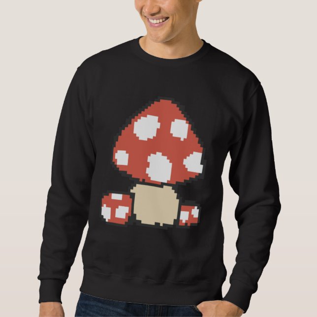 Pixel Mushroom 8 Bit Retro Gaming Fly Agaric Gamer Sweatshirt (Front)