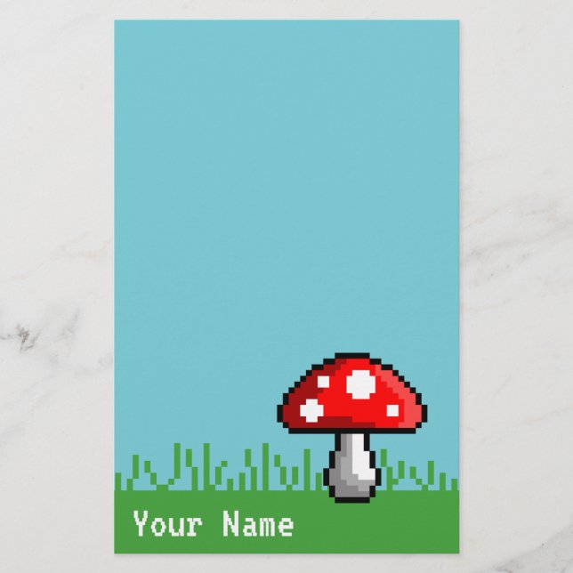 Pixel Mushroom Meadow Stationery (Front)