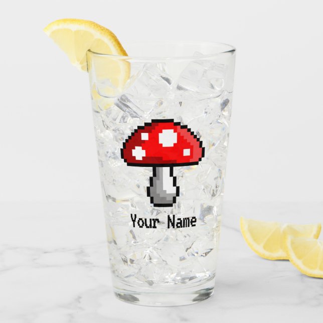 Pixel Mushroom Name Glass (Front Ice)