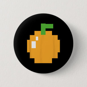 Pixel Orange 80s Retro Arcade Video Game Halloween 6 Cm Round Badge
