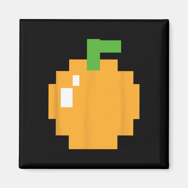 Pixel Orange 80s Retro Arcade Video Game Halloween Magnet (Front)