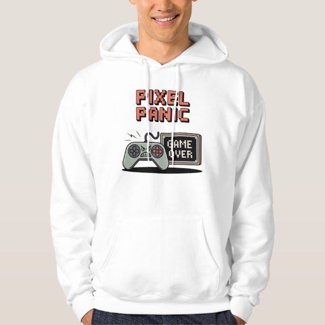 Pixel Panic – Angry Controller & Game Over Screen  Hoodie (Front)
