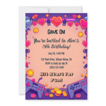 Pixel Party Birthday Invitation Retro Gamer Theme