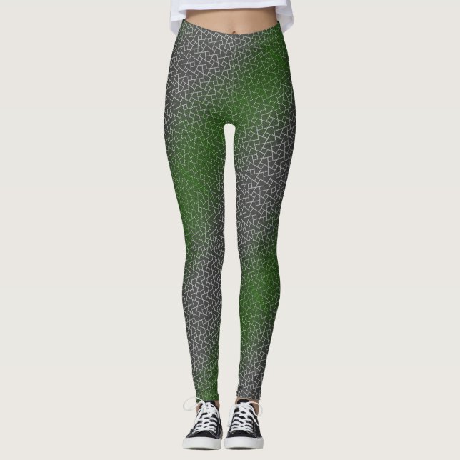Pixel pattern 01.GRN.bw Dgrey BG Leggings (Front)
