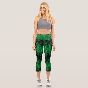 Pixel Pattern 09.B.w. Green BG Capri Leggings
