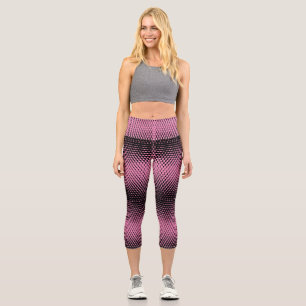 Pixel Pattern 09.B.w. Pink BG Capri Leggings