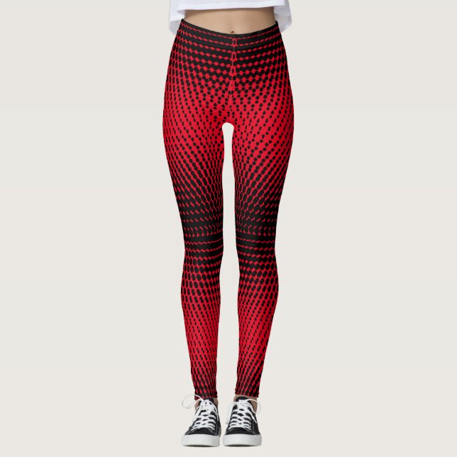 Pixel Pattern 09.B.w. Red BG Leggings (Front)