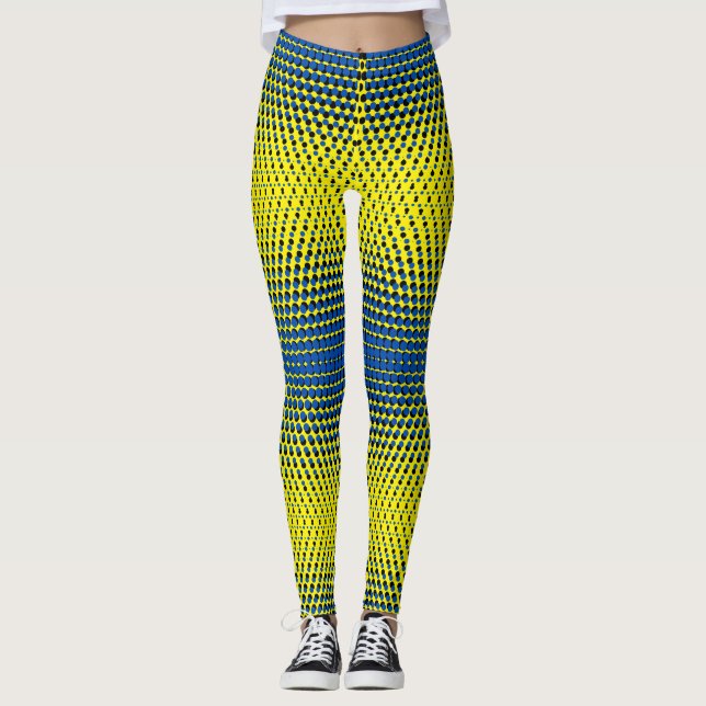 Pixel Pattern 09.BBLK.w BYellow BG Leggings (Front)