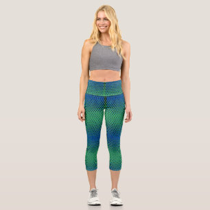 Pixel Pattern 09.BBLK.w Green BG Capri Leggings