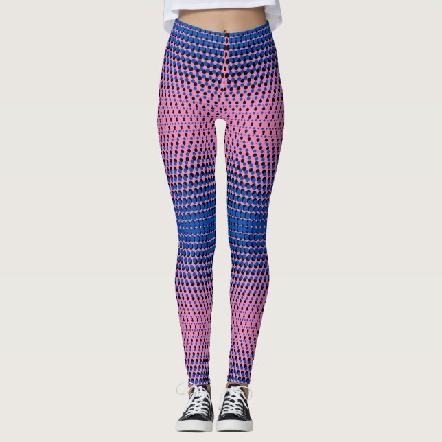 Pixel Pattern 09.BBLK.w Pink BG Leggings (Front)