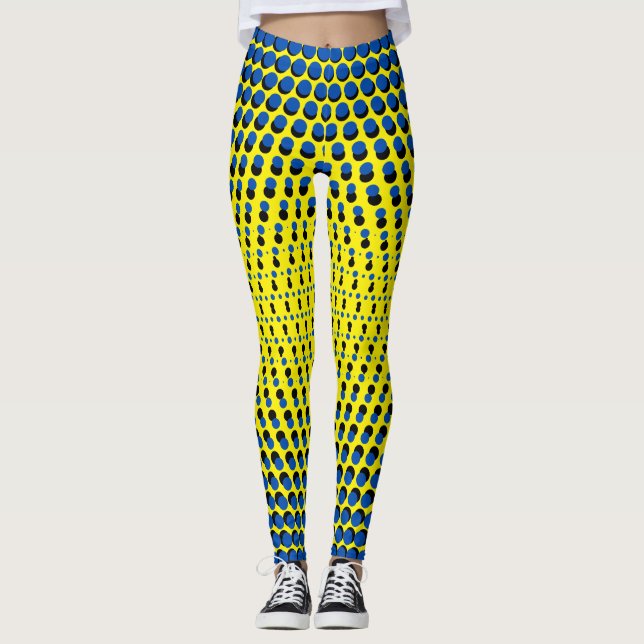 Pixel Pattern 09.BBLK.w Yellow BG Leggings (Front)