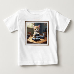 "Pixel Paws: The Gamer Kitten in Action" Baby T-Shirt