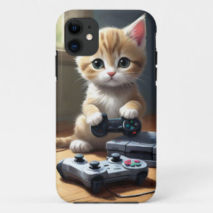 "Pixel Paws: The Gamer Kitten in Action" iPhone 11 Case