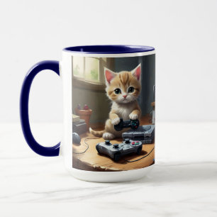 "Pixel Paws: The Gamer Kitten in Action" Mug