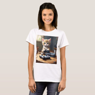 "Pixel Paws: The Gamer Kitten in Action" T-Shirt