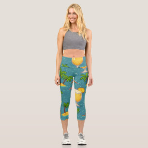 Pixel Pina Coladas Capri Leggings