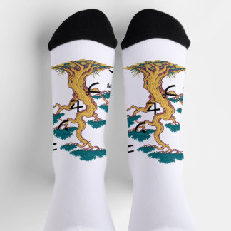 Pixel Pine Tree Boundary Japanese Art Socks