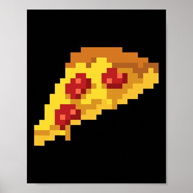 Pixel Pizza 80s Video Game Retro 8-bit Halloween C Poster (Front)