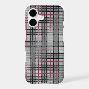 Pixel Plaid in Grey with Red Stripe