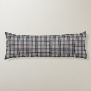 Pixel Plaid in Grey with Red Stripe Body Cushion