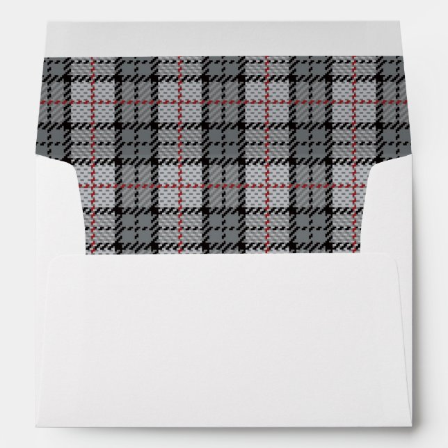Pixel Plaid in Grey with Red Stripe Envelope (Back (Bottom))