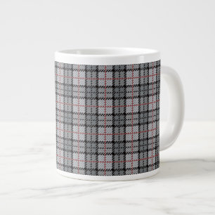 Pixel Plaid in Grey with Red Stripe Large Coffee Mug