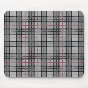 Pixel Plaid in Grey with Red Stripe Mouse Pad