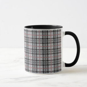 Pixel Plaid in Grey with Red Stripe Mug