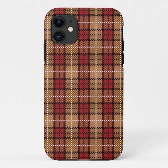 Pixel Plaid in Red and Gold Case-Mate iPhone Case (Back)