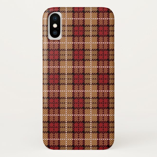 Pixel Plaid in Red and Gold Case-Mate iPhone Case (Back)