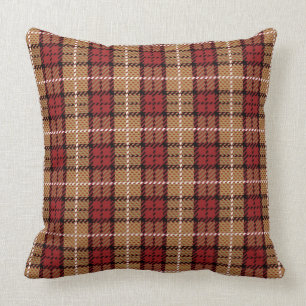 Pixel Plaid in Red and Gold Cushion
