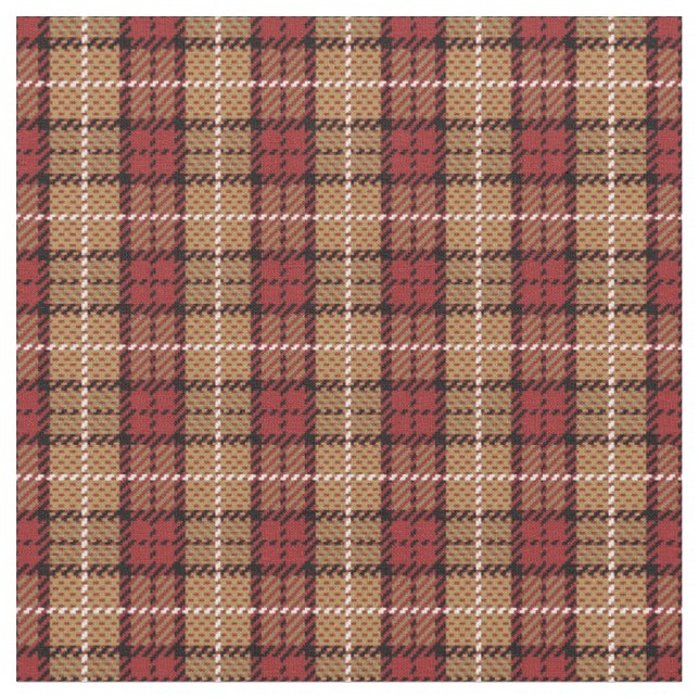 Pixel Plaid in Red and Gold Fabric (Close Up)