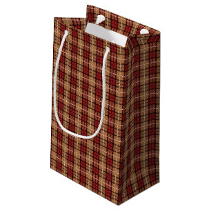 Pixel Plaid in Red and Gold Small Gift Bag