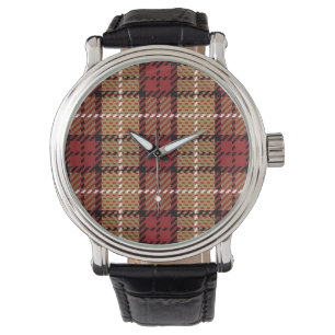 Pixel Plaid in Red and Gold Watch