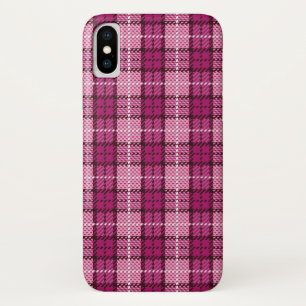Pixel Plaid_Magenta-Black iPhone X Case