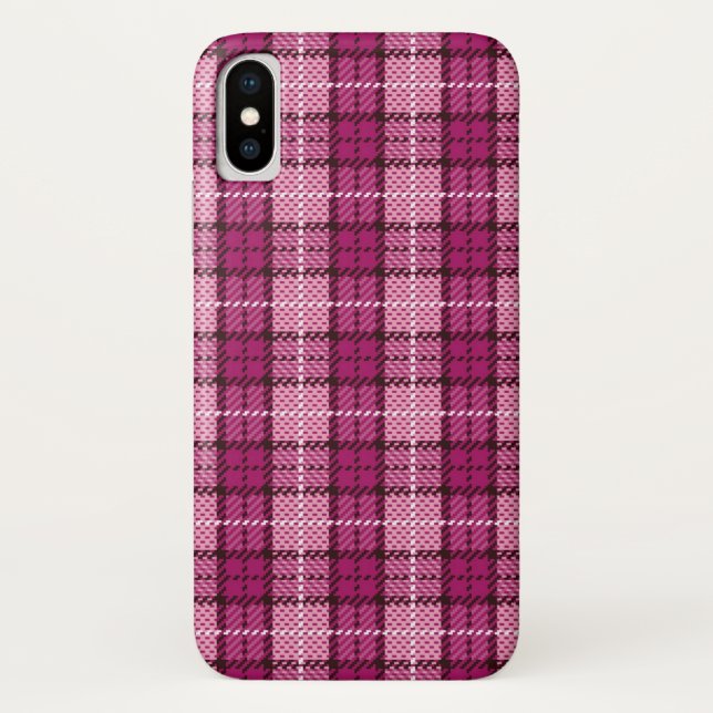 Pixel Plaid_Magenta-Black Case-Mate iPhone Case (Back)