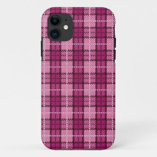 Pixel Plaid_Magenta-Black iPhone 11 Case