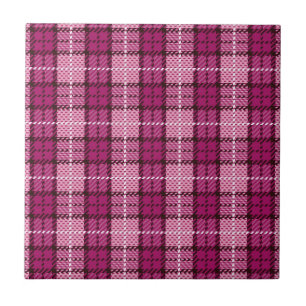 Pixel Plaid_Magenta-Black Ceramic Tile
